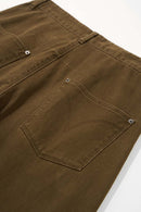 Washed Curved-Leg Utility Pants - Brown