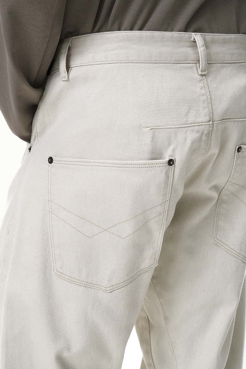 Washed Curved-Leg Utility Pants - Light Gray
