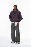 Frayed Washed Wide-Leg Pants - Dark Gray