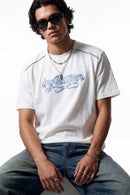 Embroidered Script Contrast T-Shirt - White