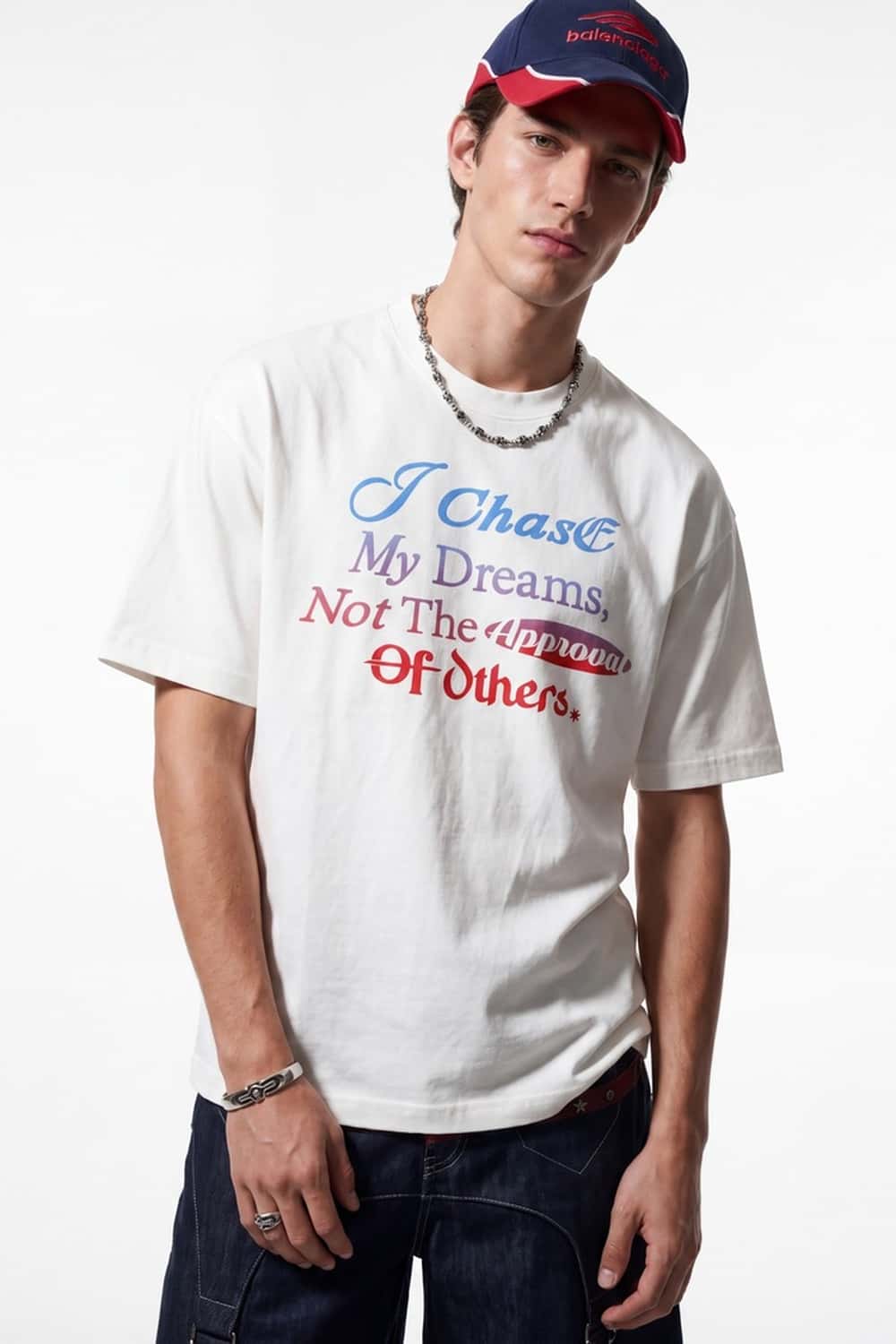 Gradient Graphic Oversized T-Shirt - White