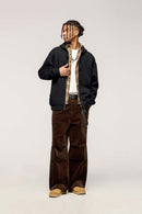 Corduroy Wide-Leg Casual Pants - Coffee