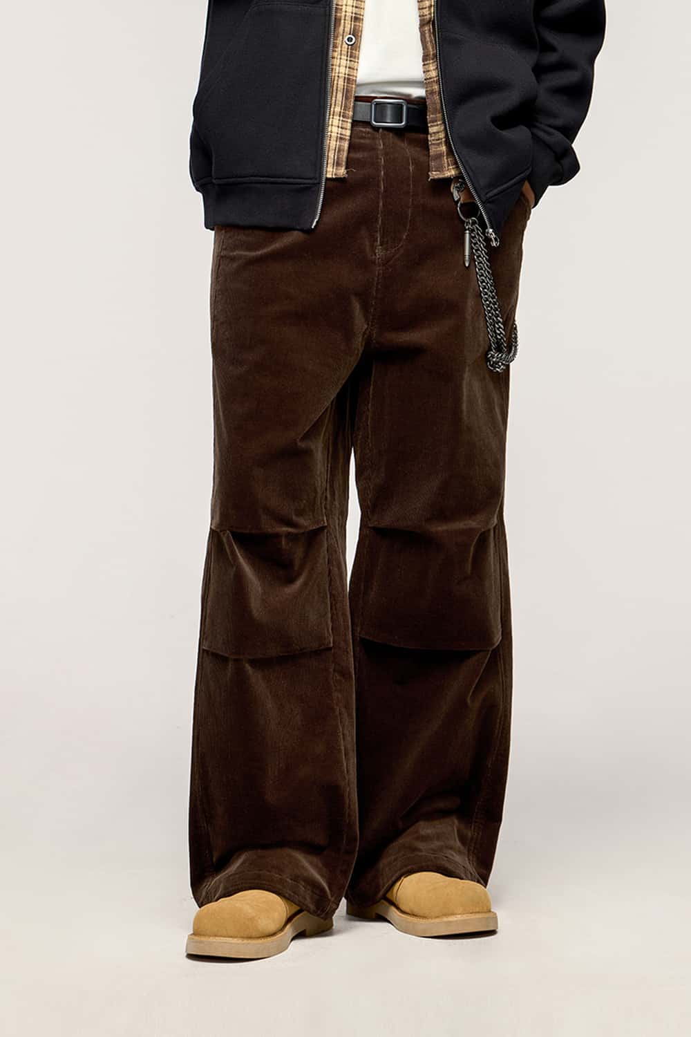 Corduroy Wide-Leg Casual Pants - Coffee