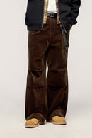 Corduroy Wide-Leg Casual Pants - Coffee
