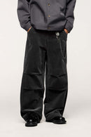 Corduroy Wide-Leg Casual Pants - Dark Gray