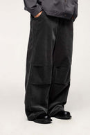 Corduroy Wide-Leg Casual Pants - Dark Gray