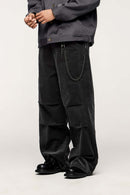 Corduroy Wide-Leg Casual Pants - Dark Gray
