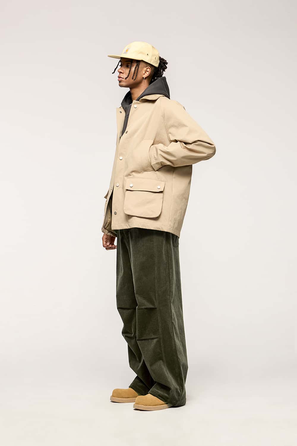 Corduroy Wide-Leg Casual Pants - Green