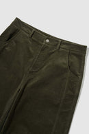 Corduroy Wide-Leg Casual Pants - Green