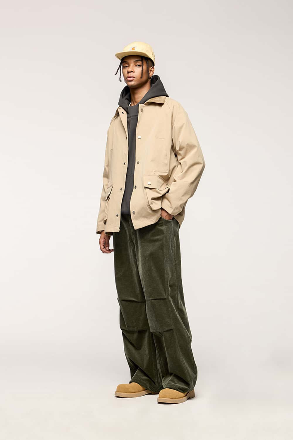 Corduroy Wide-Leg Casual Pants - Green