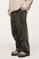 Corduroy Wide-Leg Casual Pants - Military Green
