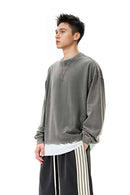 Salt-Washed Boxy Long-Sleeve T-Shirt - Dark Gray