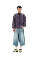 Salt-Washed Boxy Long-Sleeve T-Shirt - Dark Purple