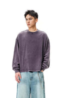 Salt-Washed Boxy Long-Sleeve T-Shirt - Dark Purple
