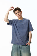 Snow-Washed Oversized T-Shirt - Blue