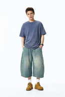 Snow-Washed Oversized T-Shirt - Blue