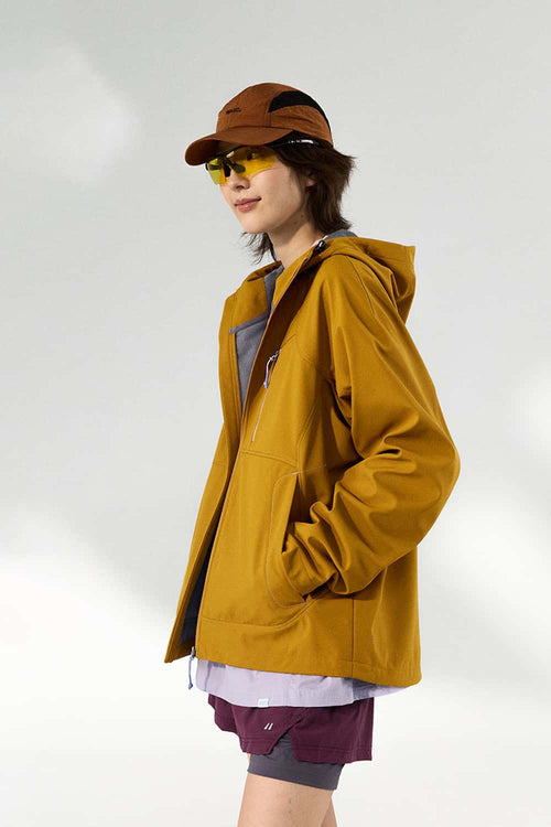 Water-Repellent Hooded Softshell Jacket - Earth Brown