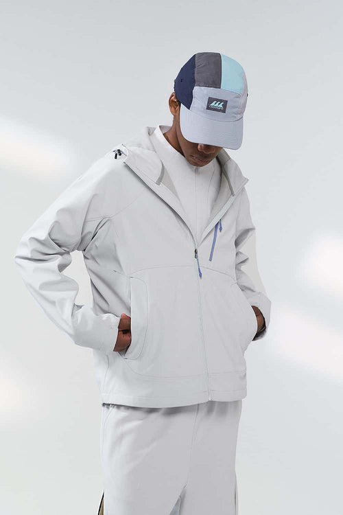 Water-Repellent Hooded Softshell Jacket - Grayish White