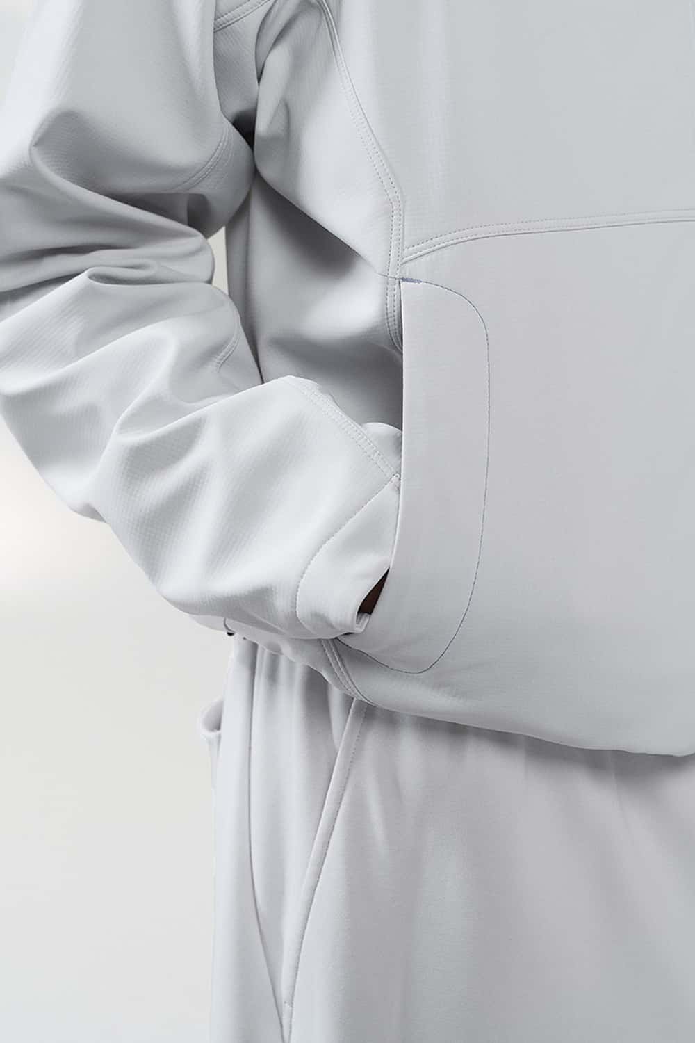 Water-Repellent Hooded Softshell Jacket - Grayish White