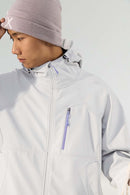Water-Repellent Hooded Softshell Jacket - Grayish White