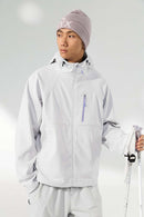 Water-Repellent Hooded Softshell Jacket - Grayish White