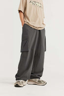 Crinkled Cargo Straight-Leg Pants - Dark Gray
