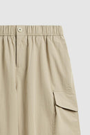 Crinkled Cargo Straight-Leg Pants - Khaki