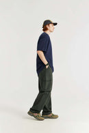 Crinkled Cargo Straight-Leg Pants - Military Green