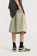 Crinkled Knee-Length Utility Shorts - Sandy Dune