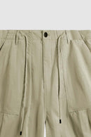 Crinkled Knee-Length Utility Shorts - Sandy Dune
