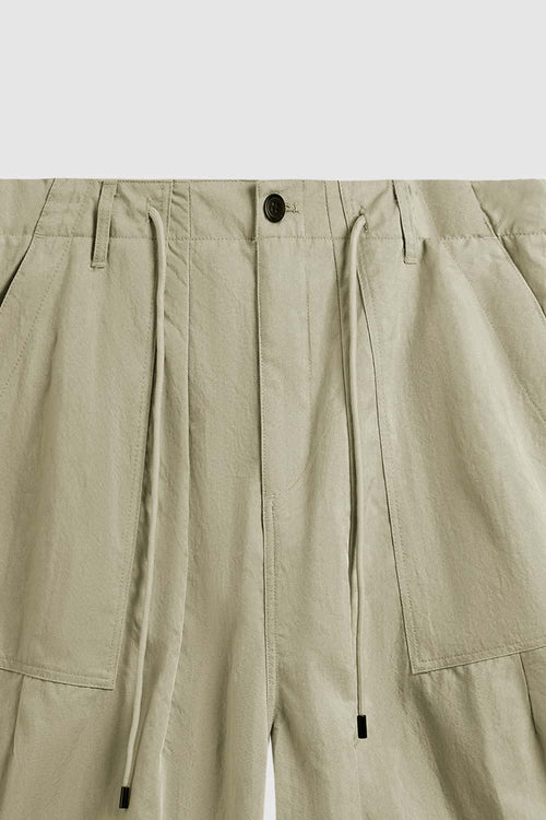 Crinkled Knee-Length Utility Shorts - Sandy Dune