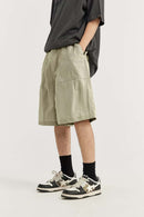 Crinkled Knee-Length Utility Shorts - Sandy Dune