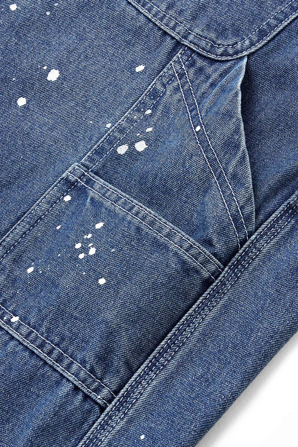 Paint-Splatter Wide-Leg Jeans - Blue