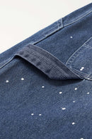 Paint-Splatter Wide-Leg Jeans - Blue