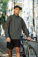 Paneled Stand-Collar Cycling Jacket - Medium Gray