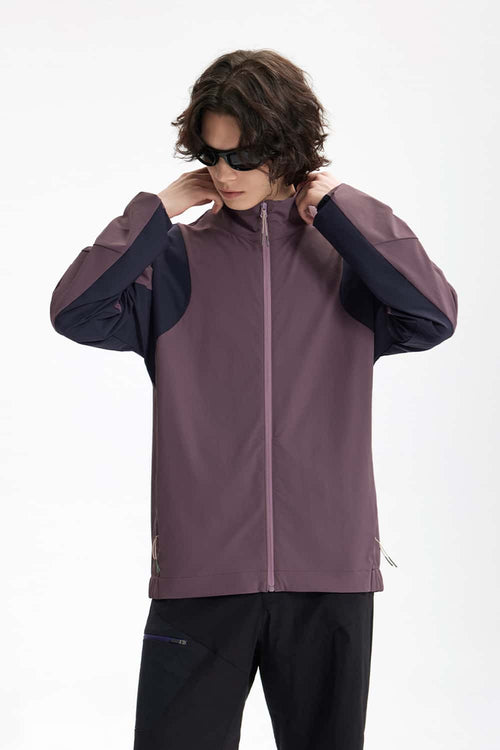 Paneled Stand-Collar Cycling Jacket - Purple