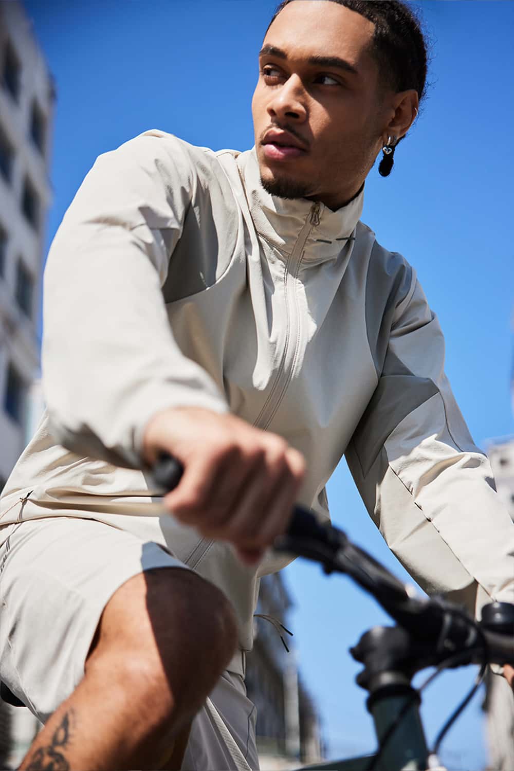 Paneled Stand-Collar Cycling Jacket - White
