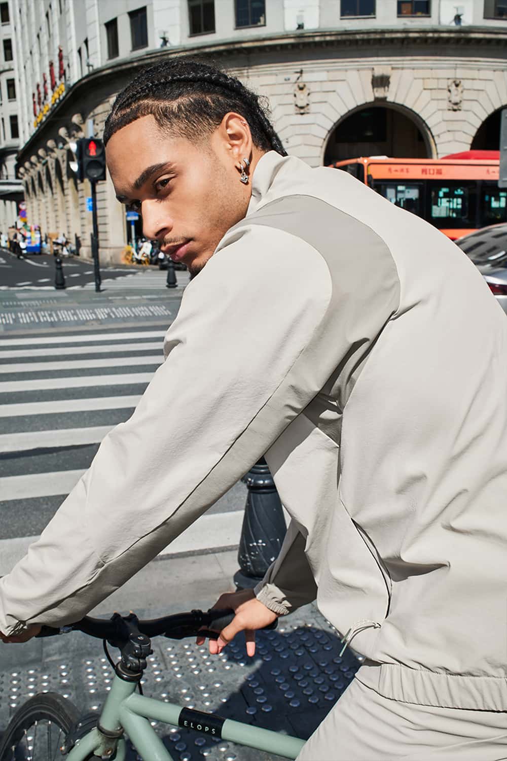 Paneled Stand-Collar Cycling Jacket - White