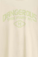 Mock-Neck Graphic Boxy T-Shirt - Apricot