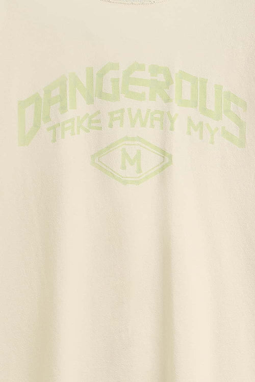Mock-Neck Graphic Boxy T-Shirt - Apricot