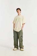 Mock-Neck Graphic Boxy T-Shirt - Apricot