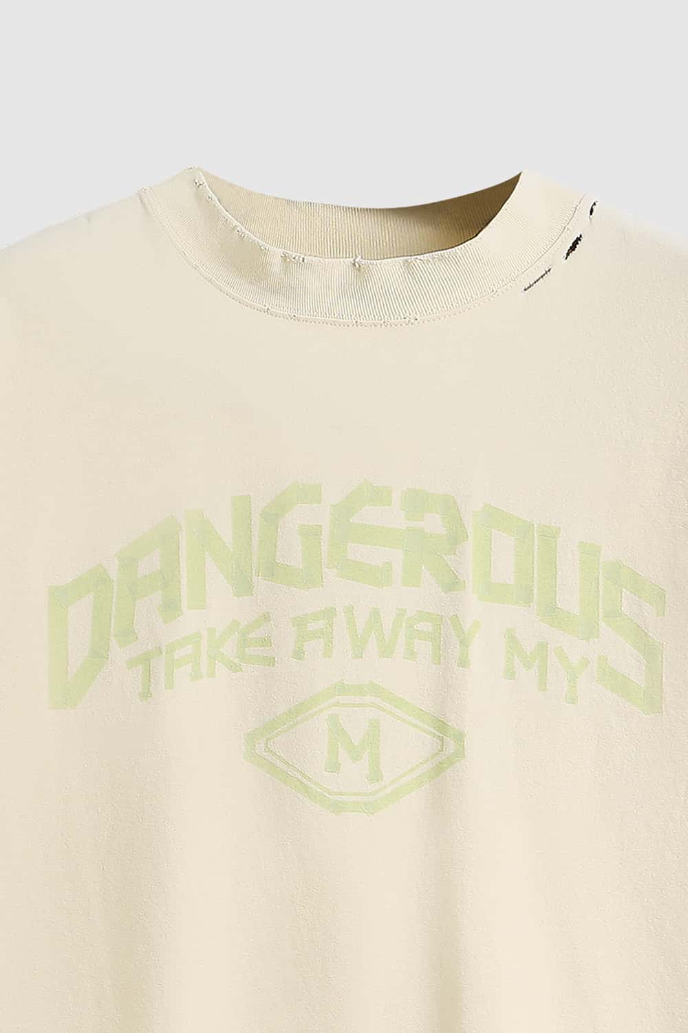 Mock-Neck Graphic Boxy T-Shirt - Apricot