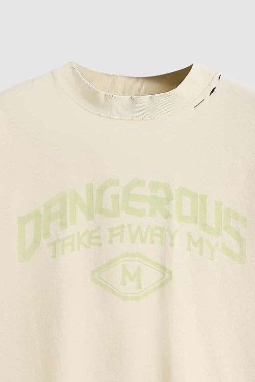 Mock-Neck Graphic Boxy T-Shirt - Apricot