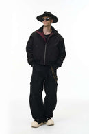 Padded Stand-Collar Flight Jacket - Black