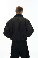 Padded Stand-Collar Flight Jacket - Black