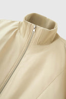Padded Stand-Collar Flight Jacket - Light Khaki