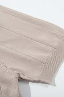 Textured Ribbed Knit T-Shirt - Apricot
