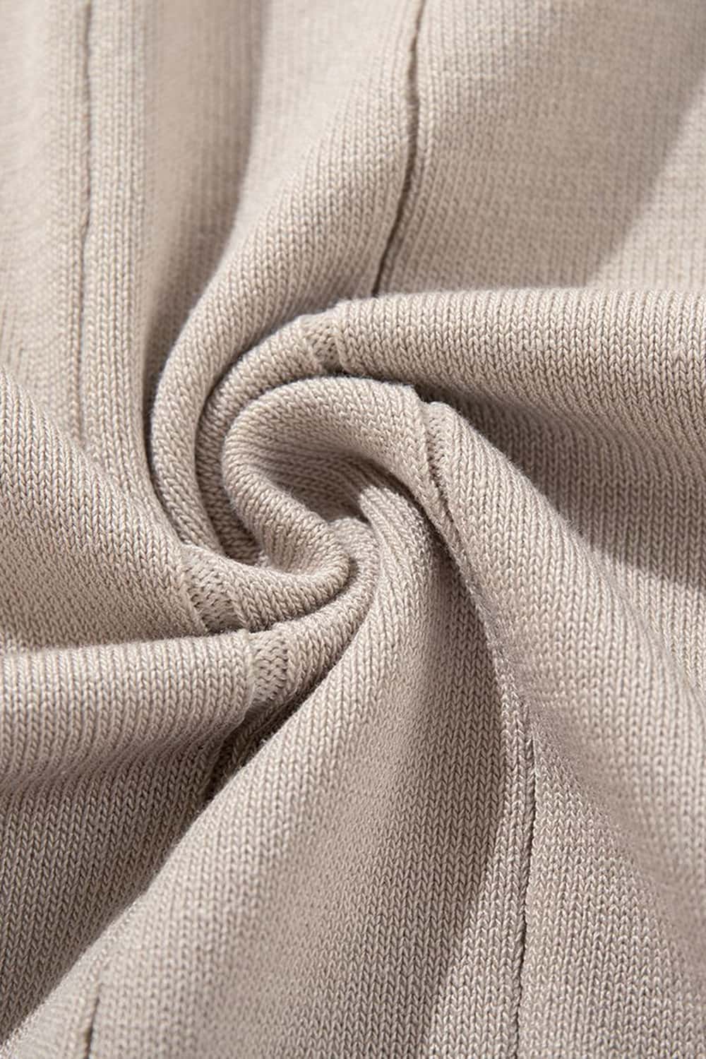 Textured Ribbed Knit T-Shirt - Apricot