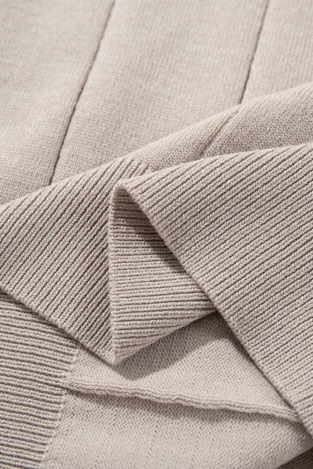 Textured Ribbed Knit T-Shirt - Apricot