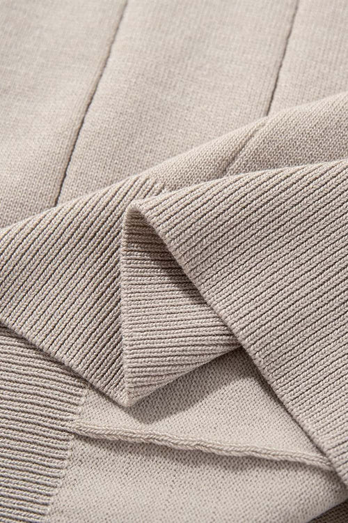 Textured Ribbed Knit T-Shirt - Apricot